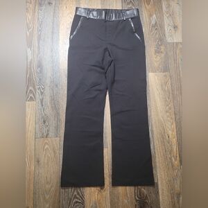 Adrienne Landau Onyx Womens Medium Black Pants Straight Leg Pull On Faux Leather